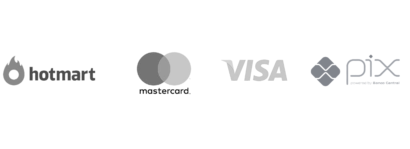 Pagamento seguro: Hotmart, Mastercard, Visa, Pix