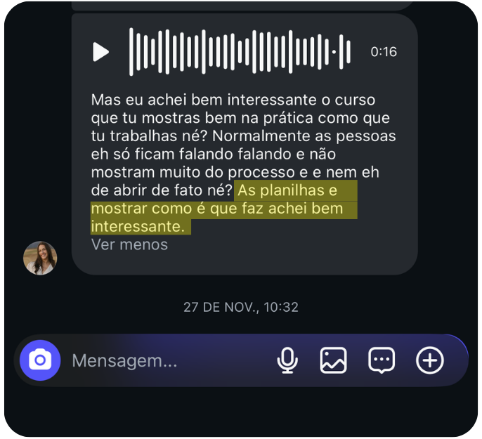 Depoimento de aluno: as ferramentas implementadas fizeram diferença absurda no gerenciamento de obras