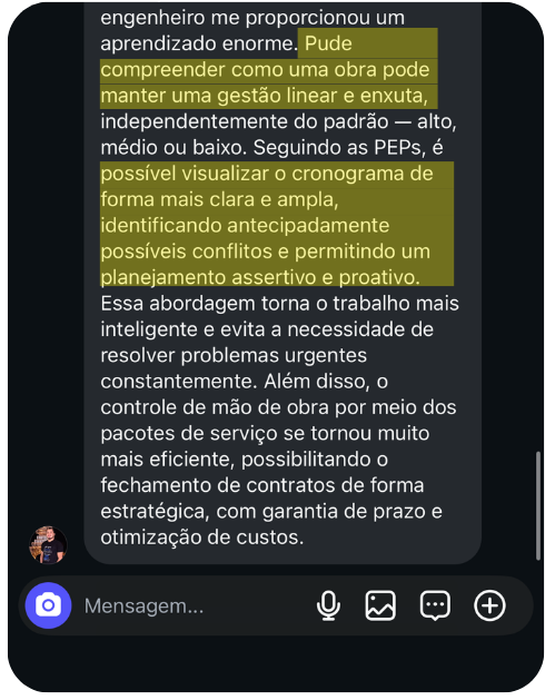 Depoimento de aluno: o curso mostra na prática como o processo funciona, com as planilhas abertas