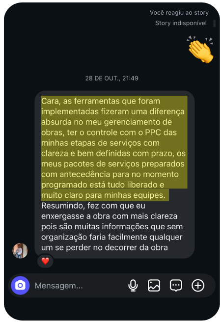 Depoimento de aluno: passou a enxergar a obra com mais clareza, identificando conflitos antecipadamente