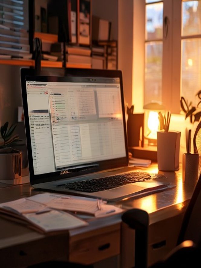 Workspace organizado com laptop